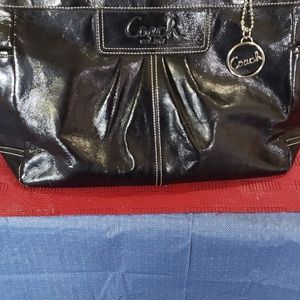 authentic Coach  purse black pleated tote